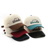 Letters Embroidery Colored Corduroy Cap