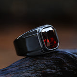 Square Gemstone Titanium Steel Ring