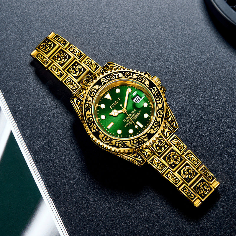 Ancient Geometric Graving Stainless Steel Watch