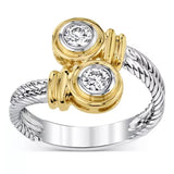Punk Style Two-Color Twist Zircon Ring