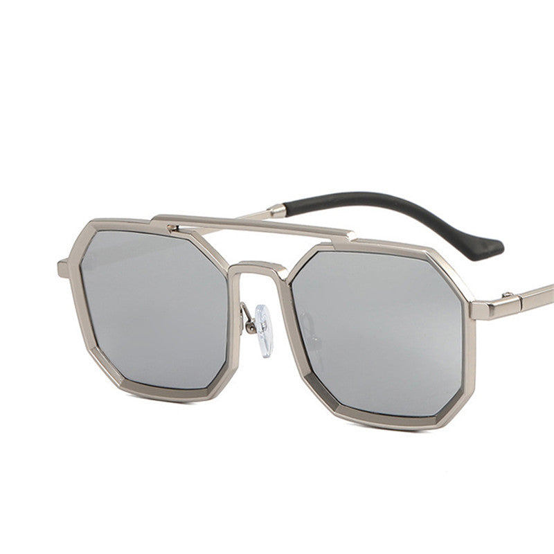 Retro Polygonal Double Bridge Sunglasses
