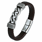 Woven Leather Chain Link Decorated Bracelet