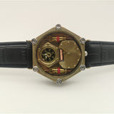 Vintage Hexagon Shaped Cowhide Strap Watch