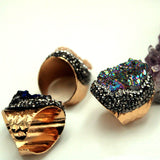 Colorful Agate Crystal Bud Stone Ring