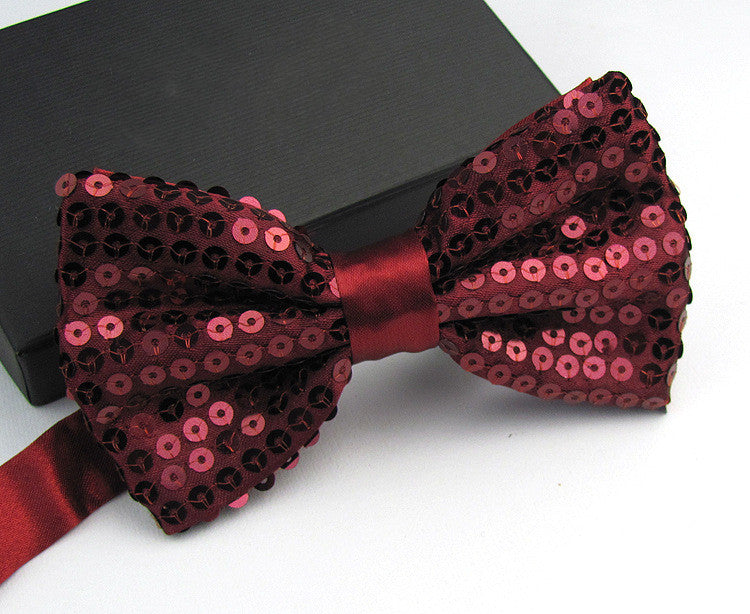 Bright Solid Sequined Bow Tie