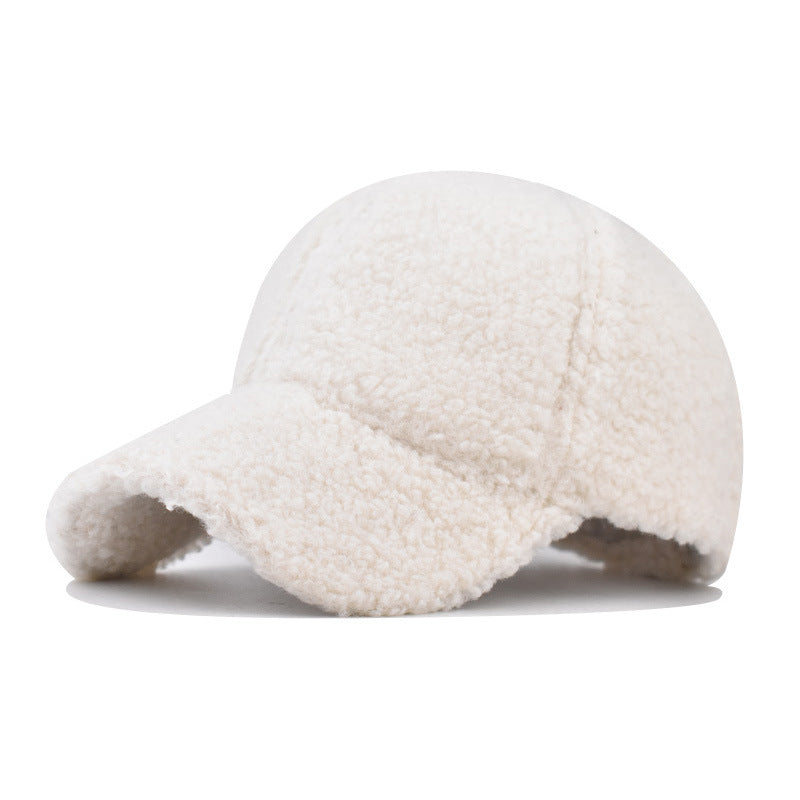 Solid Lamb Wool Warm Baseball Cap