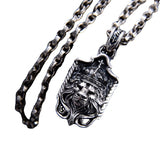 Lion Head Dimensional Hangtag 925-Sterling Silver Necklace