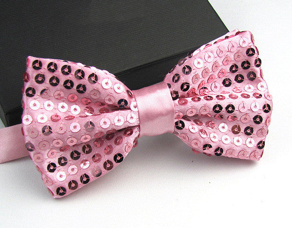 Bright Solid Sequined Bow Tie