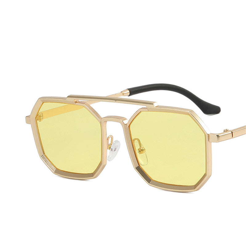 Retro Polygonal Double Bridge Sunglasses