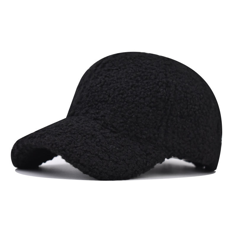 Solid Lamb Wool Warm Baseball Cap