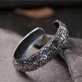 Embossed Luxury Silver Geometric Cuff Bracelet