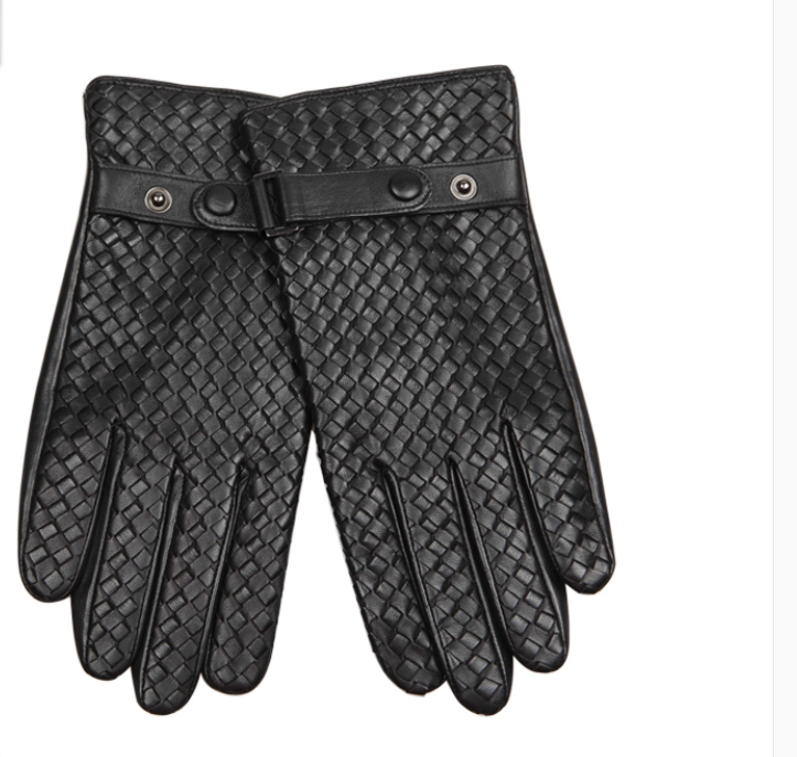 Casual Sheepskin Leather Woven Gloves