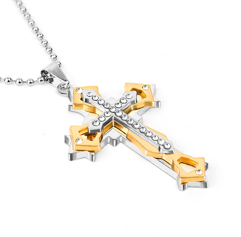 Collier de chaîne en acier inoxydable croix