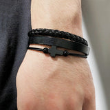 Multi bracelet noir religieux solide