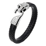 Snake Head Cowhide Steel Woven Bracelet