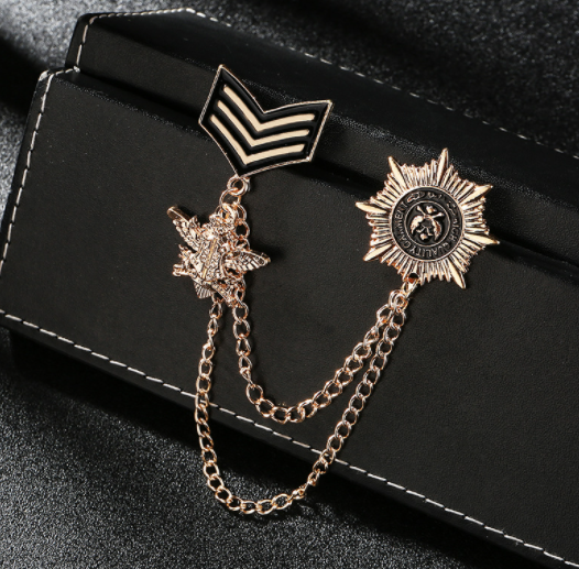Five Pointed Star Chain Alloy Dripping Pin Brooch