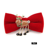 Christmas Rhinestone Alloy Deer Velvet Bow Tie