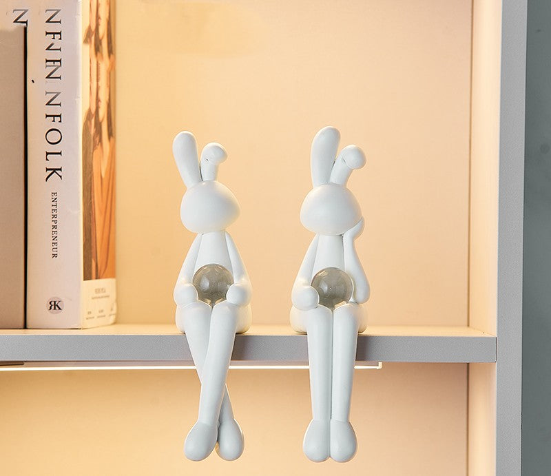 Sitting Rabbit With Crystal Ball Statue