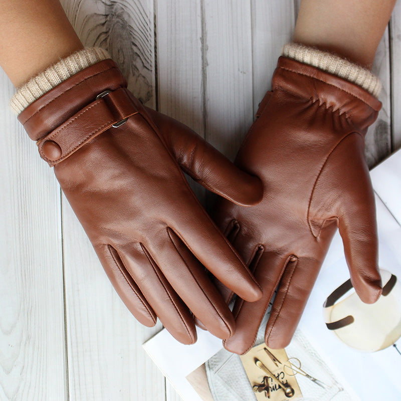 Windproof and Warm Sheepskin Short Gloves