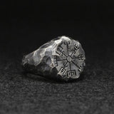 Rough Texture Compass Carved Vintage Ring