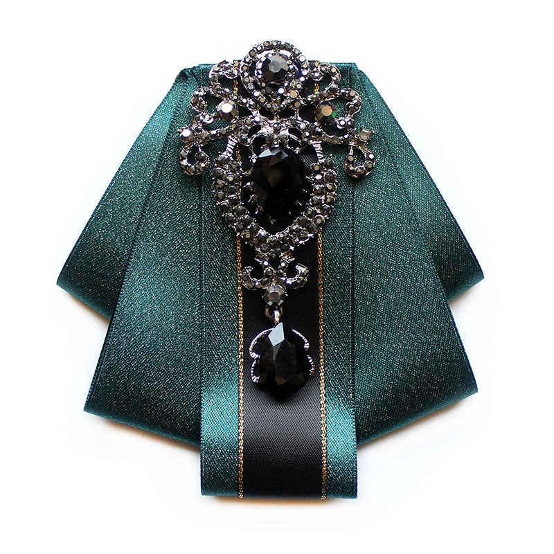 Vintage Applique Black Line Ribbon Tie