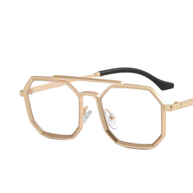 Retro Polygonal Double Bridge Sunglasses