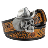 Hat Skull Alloy Buckle Leather Belt