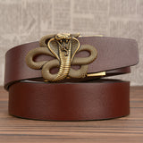 Alloy Cobra Buckle Leather Belt