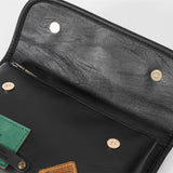 Patchwork Rivet Decorated PU Leather Sling Bag