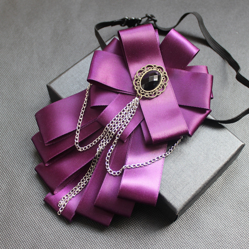 Rhinestone Chained Multilayer Ribbon Elastic Band Tie