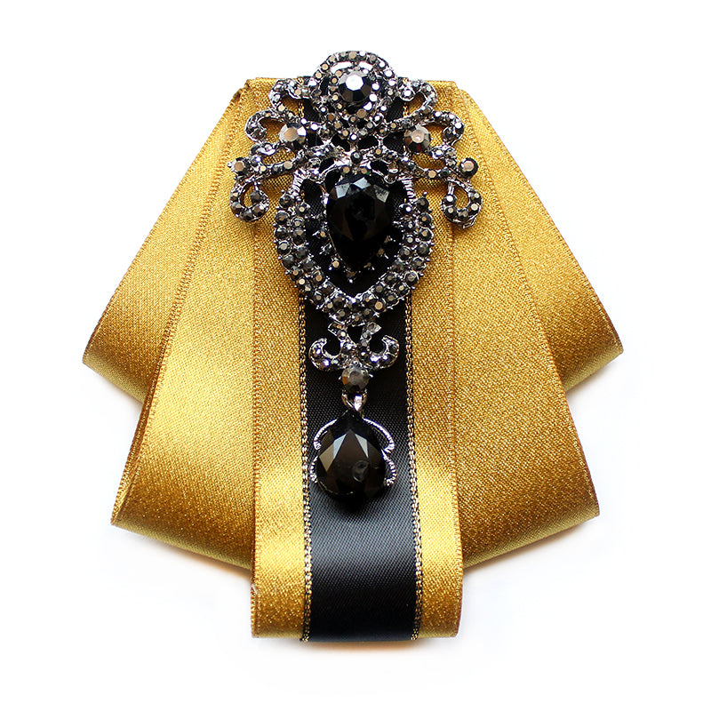 Vintage Applique Black Line Ribbon Tie