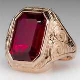 Red Gemstone Alloy Vintage Ring