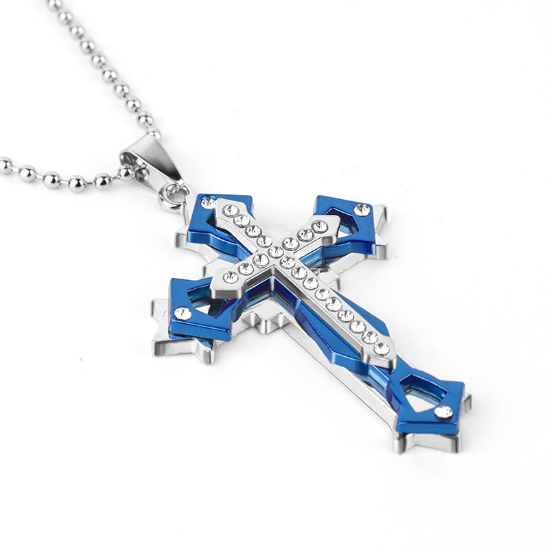 Collier de chaîne en acier inoxydable croix