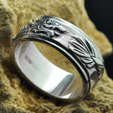Ancient Dragon Carved Silver Ring