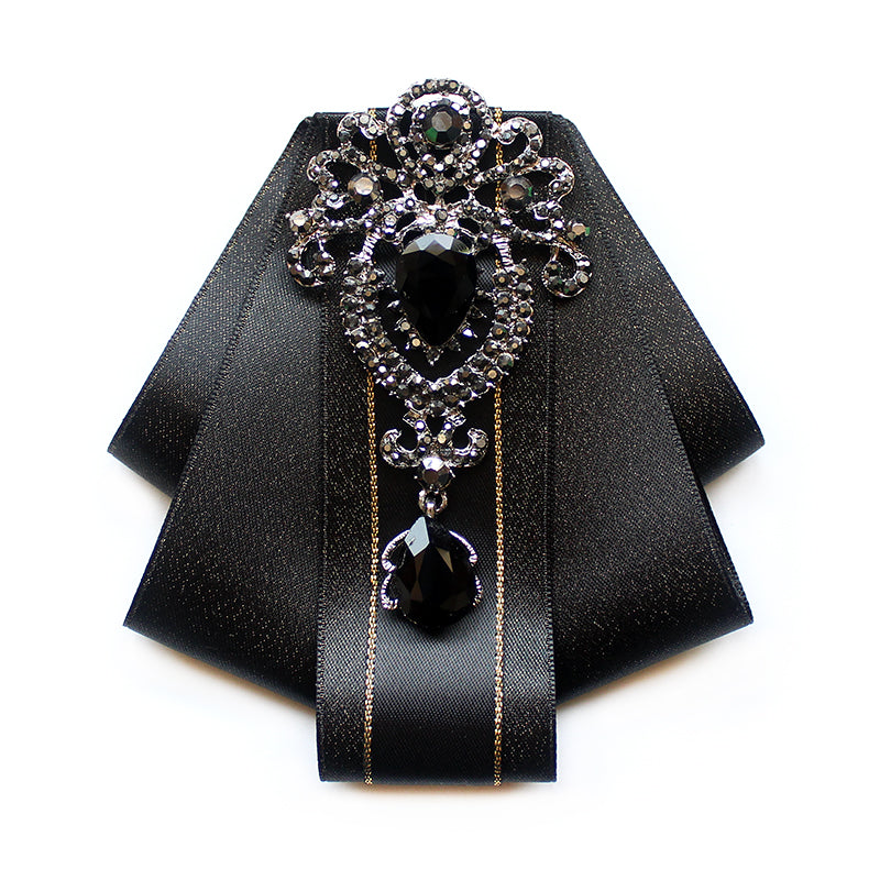 Vintage Applique Black Line Ribbon Tie