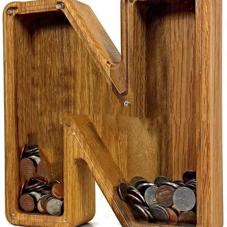 Wooden Letter Shape Piggy Bank