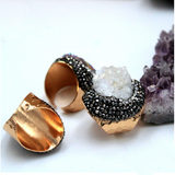 Colorful Agate Crystal Bud Stone Ring