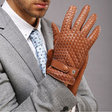 Casual Sheepskin Leather Woven Gloves