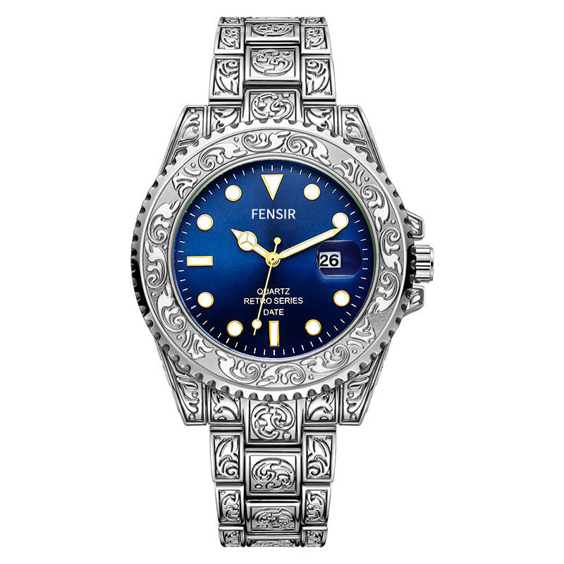 Ancient Geometric Graving Stainless Steel Watch
