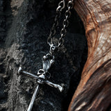 Dark Skull Cross Titanium Steel Necklace