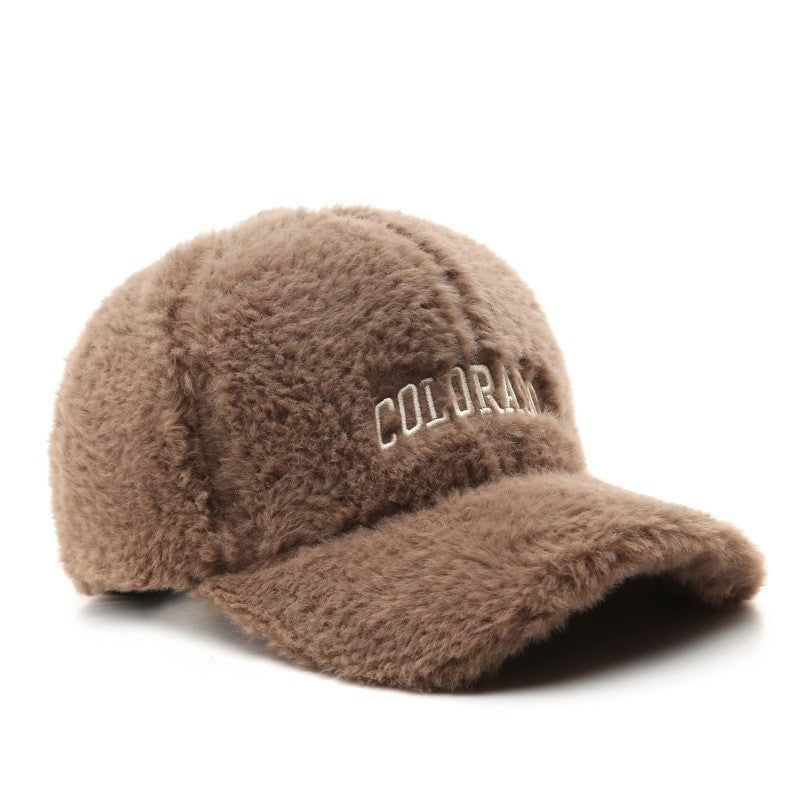 Gorra de felpa sólida con bordado de letras