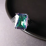 Big Square Anodized Gemstone Adjustable Ring