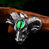 Green-Eyed Sheep Head Titanium Steel Pendant