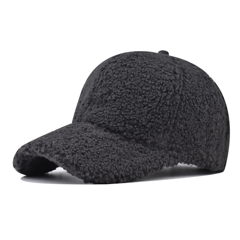 Solid Lamb Wool Warm Baseball Cap